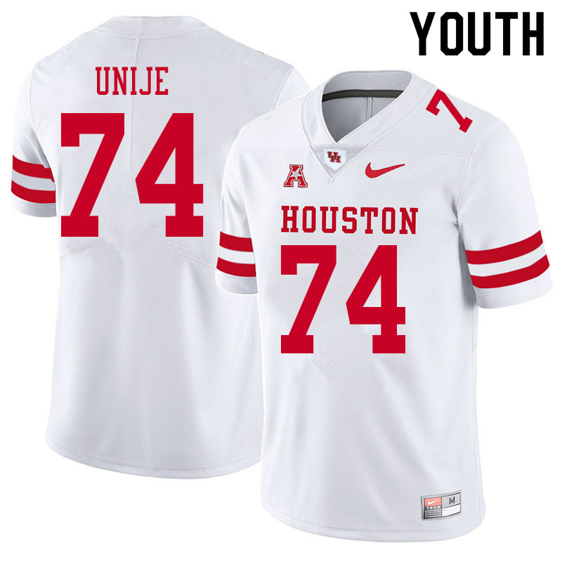 Youth #74 Reuben Unije Houston Cougars College Football Jerseys Sale-White - Click Image to Close